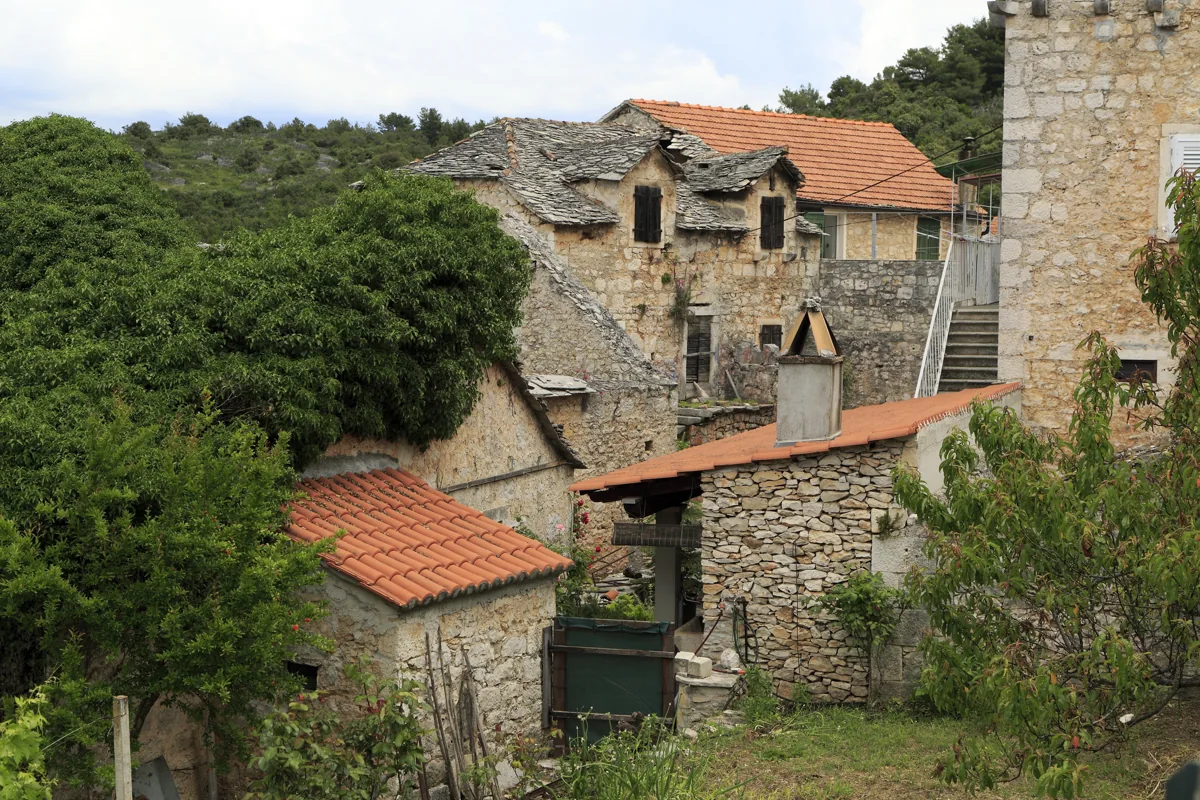 Traditional stone houses in Dračevica on the island of Brač